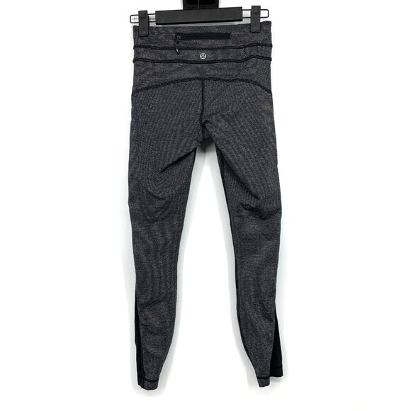Lululemon Leggings Run Pace Tight Gray Black Wee Stripe Luxtreme - Picture 5 of 10